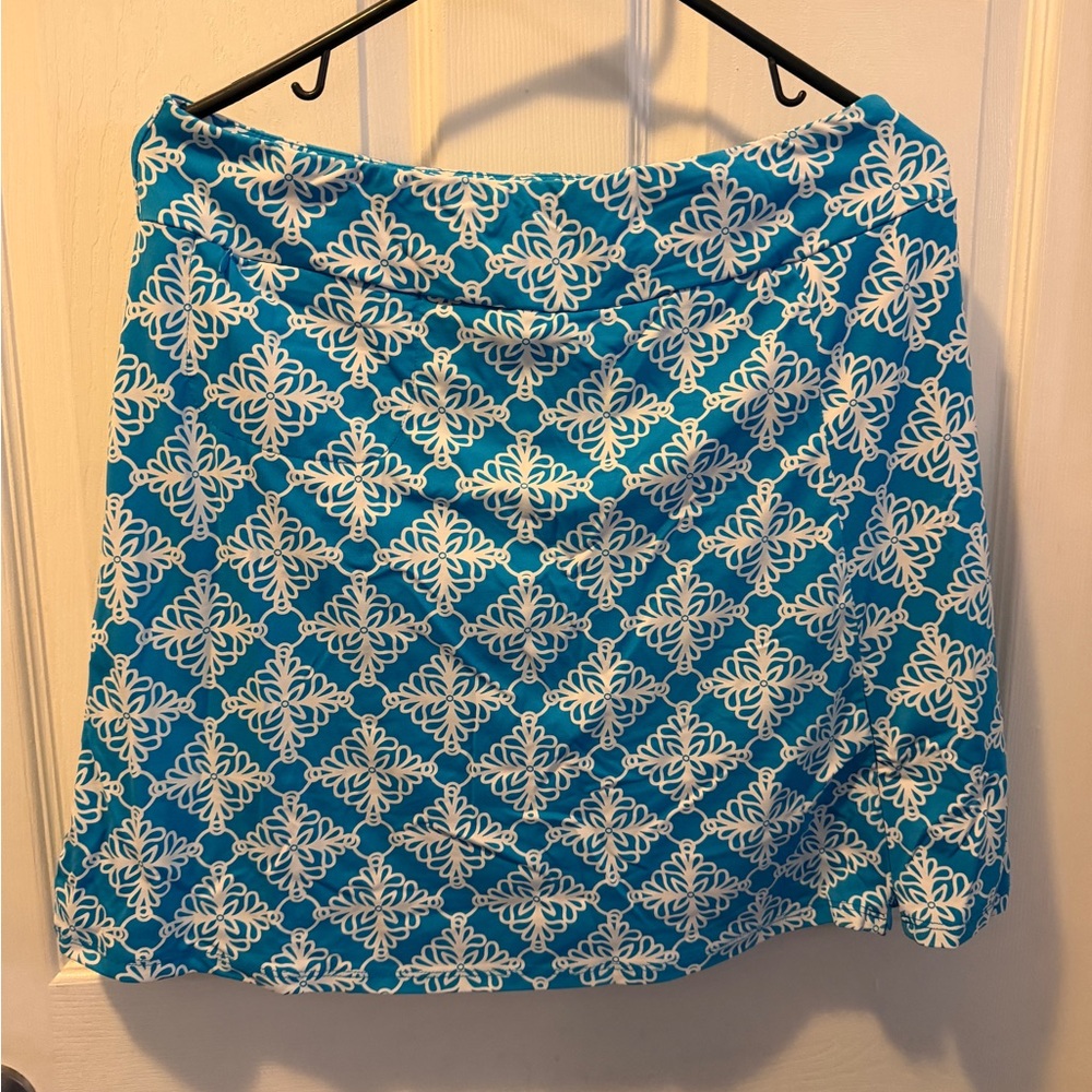 Lulu-B Turquoise & White Patterned Circle Skirt medium